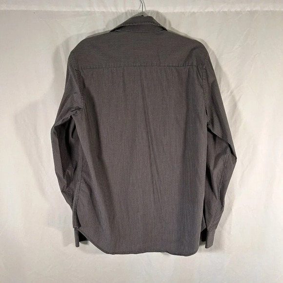 Armani Exchange Dress Shirt Men's Medium Blue Pink Striped Snap Up Long Sleeve - Picture 7 of 9